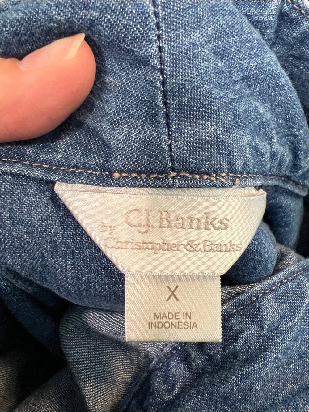 CJ Banks Light Blue Denim Pullover Embroidered Jacket, birds, xl - Picture 4 of 9